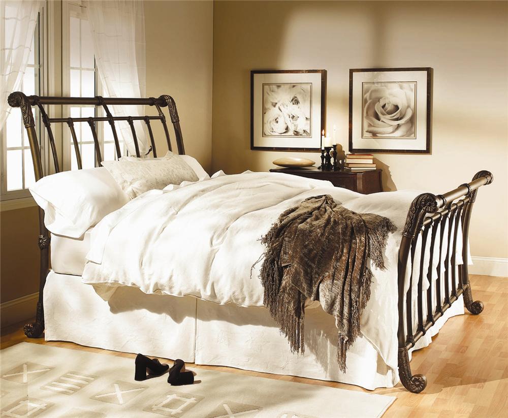 Wesley Allen Iron Beds CB1037Q Brookshire Iron Sleigh Bed Design Interiors Sleigh Beds